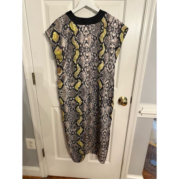 Universal Standard Cap Sleeve Snake Print w/ Yellow Neon Accent Kaftan Midi Dres - Picture 7 of 8